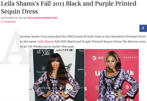 <a href="http://fashionbombdaily.com/wore-better-jackie-cruz-vs-tia-mowry-leila-shamss-fall-2013-black-purple-printed-sequin-dress">Who Wore It Better | Fashion Bomb Daily  </a>