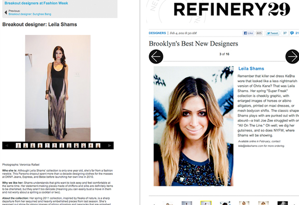 Refinery 29 | Leila Shams Interviewed as Upcoming Brooklyn Designer